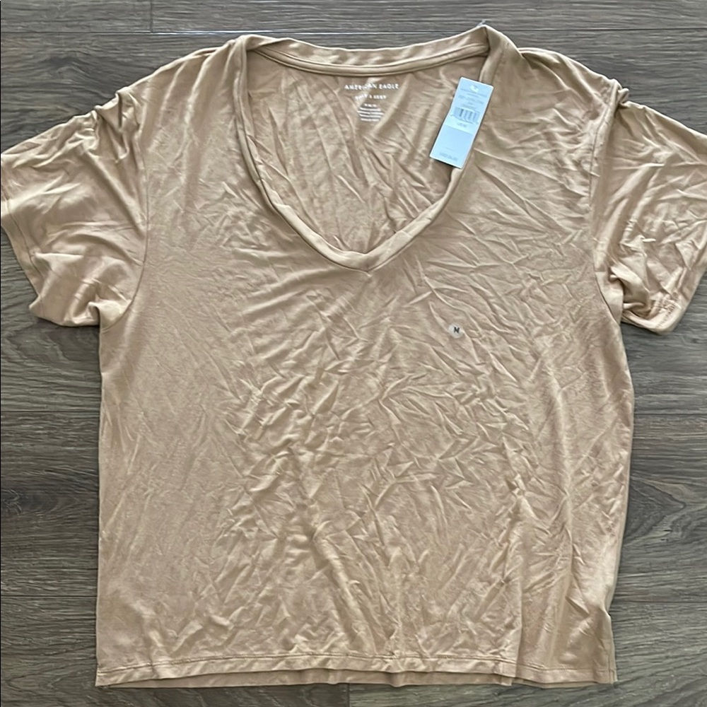 American Eagle Outfitters Women's Soft & Sexy Tan V-Neck Top